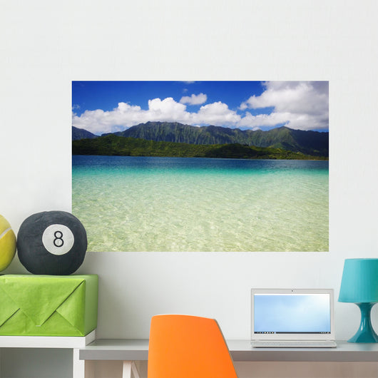 Hawaii, Oahu, Kaneohe Bay And Windward Coast As Seen From The Sandbar Wall Mural