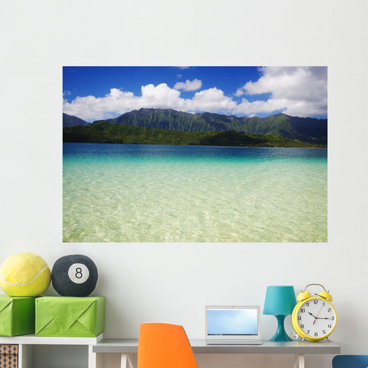 Hawaii, Oahu, Kaneohe Bay And Windward Coast As Seen From The Sandbar Wall Mural