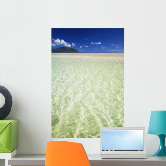 Hawaii, Oahu, Kaneohe Sandbar With Kualoa In The Back Ground Wall Mural