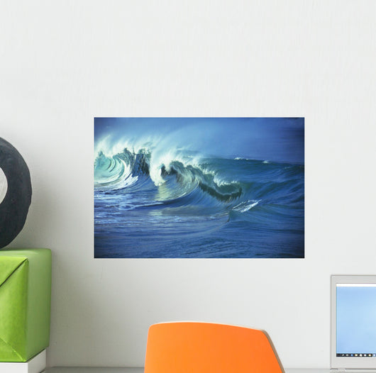 Rough Seas, Large Curling Waves And Cloudy Sky Wall Mural