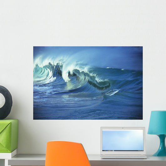 Rough Seas, Large Curling Waves And Cloudy Sky Wall Mural