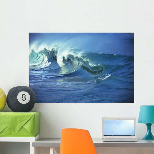 Rough Seas, Large Curling Waves And Cloudy Sky Wall Mural