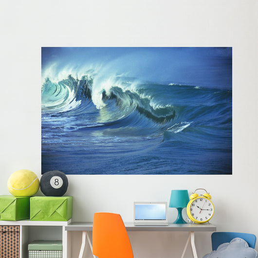 Rough Seas, Large Curling Waves And Cloudy Sky Wall Mural