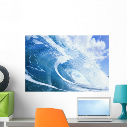 Close Up Of Large Curling Wave Wall Mural