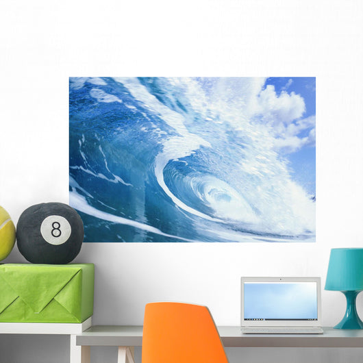 Close Up Of Large Curling Wave Wall Mural