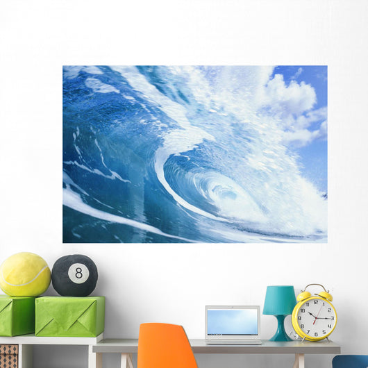 Close Up Of Large Curling Wave Wall Mural