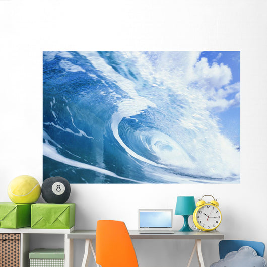 Close Up Of Large Curling Wave Wall Mural