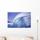 Large Curling Glassy Wave, Slight Glimpse Of Land Wall Mural
