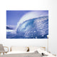 Large Curling Glassy Wave, Slight Glimpse Of Land Wall Mural