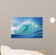 Large Wave Curling Breaking With White Mist Blowing Back Wall Mural
