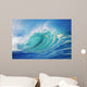 Large Wave Curling Breaking With White Mist Blowing Back Wall Mural