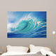 Large Wave Curling Breaking With White Mist Blowing Back Wall Mural