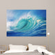 Large Wave Curling Breaking With White Mist Blowing Back Wall Mural