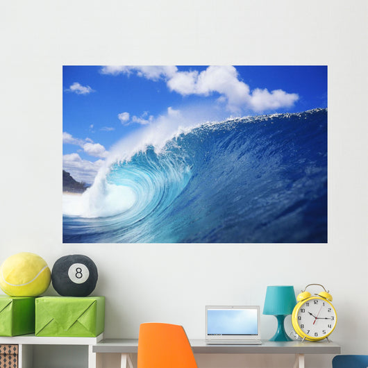 Hawaii, Oahu, North Shore, Curling Wave At World Famous Pipeline Wall Mural