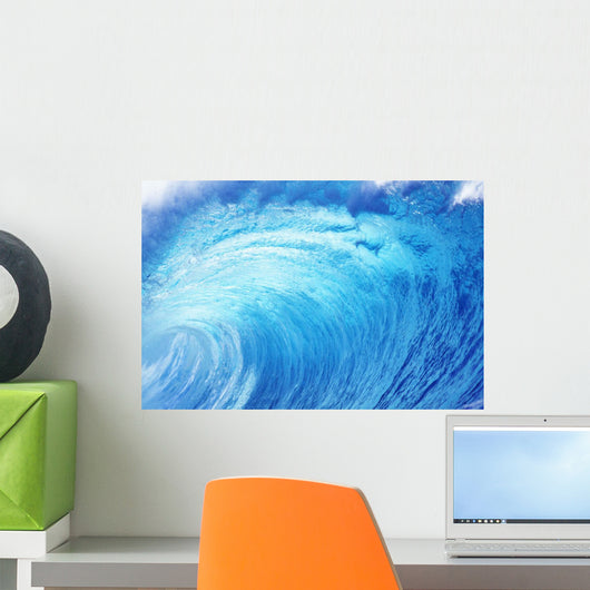 Hawaii, Oahu, North Shore, Curling Wave At World Famous Pipeline Wall Mural