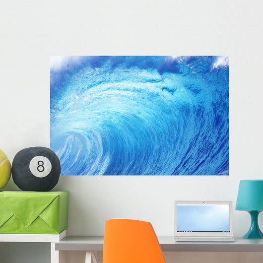 Hawaii, Oahu, North Shore, Curling Wave At World Famous Pipeline Wall Mural