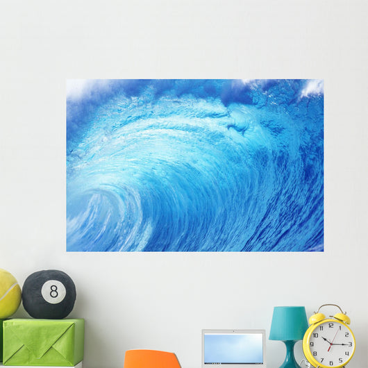Hawaii, Oahu, North Shore, Curling Wave At World Famous Pipeline Wall Mural
