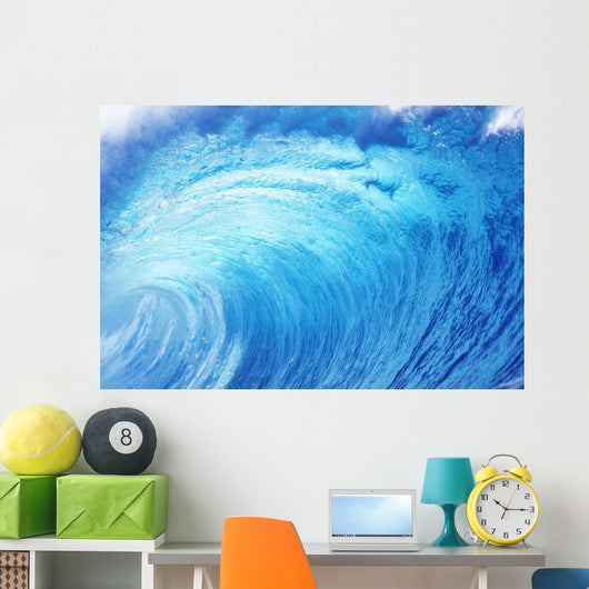 Hawaii, Oahu, North Shore, Curling Wave At World Famous Pipeline Wall Mural