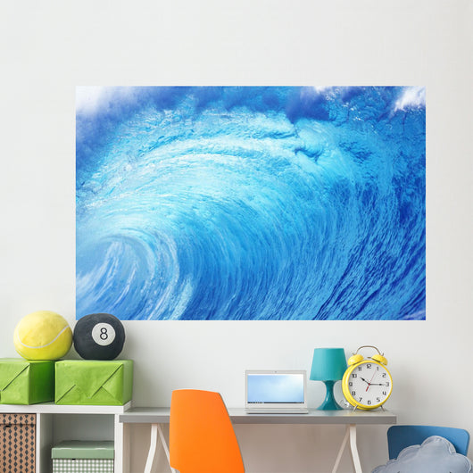 Hawaii, Oahu, North Shore, Curling Wave At World Famous Pipeline Wall Mural