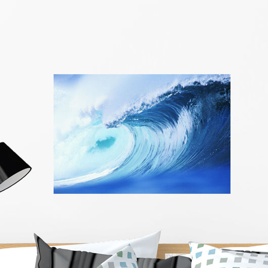 Hawaii, Oahu, North Shore, Curling Wave At World Famous Pipeline Wall Mural