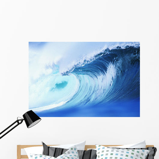 Hawaii, Oahu, North Shore, Curling Wave At World Famous Pipeline Wall Mural