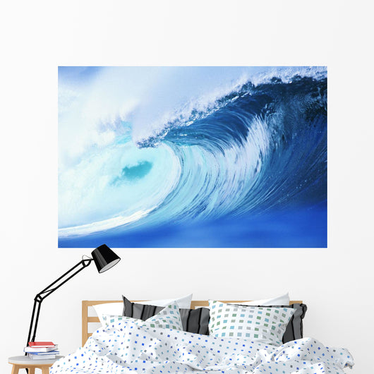 Hawaii, Oahu, North Shore, Curling Wave At World Famous Pipeline Wall Mural