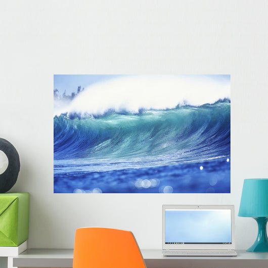 Hawaii, Oahu, North Shore, Curling Wave At World Famous Pipeline Wall Mural