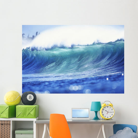 Hawaii, Oahu, North Shore, Curling Wave At World Famous Pipeline Wall Mural