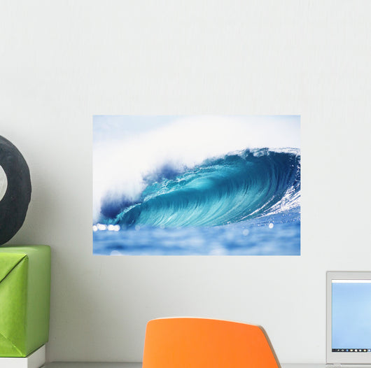 Hawaii, Oahu, North Shore, Curling Wave At World Famous Pipeline Wall Mural