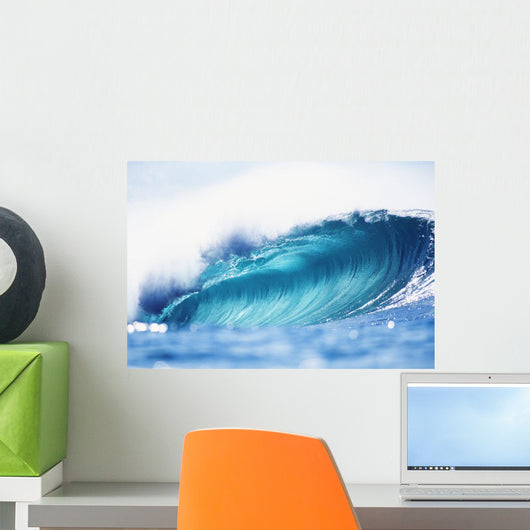 Hawaii, Oahu, North Shore, Curling Wave At World Famous Pipeline Wall Mural