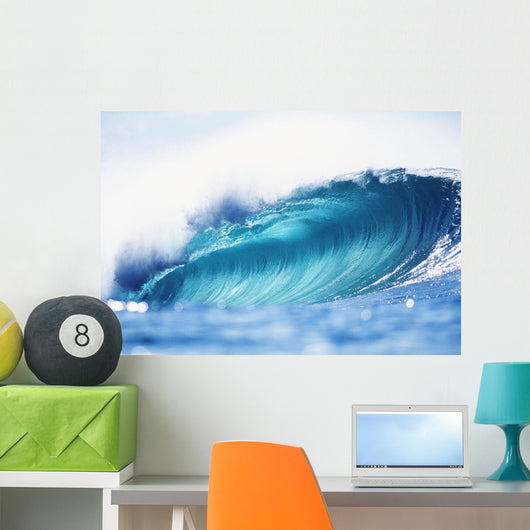 Hawaii, Oahu, North Shore, Curling Wave At World Famous Pipeline Wall Mural