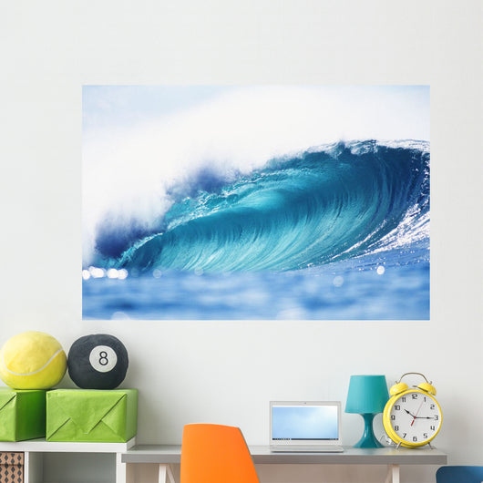 Hawaii, Oahu, North Shore, Curling Wave At World Famous Pipeline Wall Mural