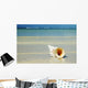 Tropical Seashell On The Beach With Gorgeous Clear Blue Ocean Behind Wall Mural