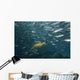 Green Sea Turtle Surrounded By Schooling Bigeye Jacks Wall Mural