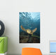 Green Sea Turtle Surrounded By Schooling Bigeye Jacks Wall Mural