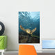 Green Sea Turtle Surrounded By Schooling Bigeye Jacks Wall Mural