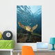 Green Sea Turtle Surrounded By Schooling Bigeye Jacks Wall Mural