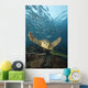 Green Sea Turtle Surrounded By Schooling Bigeye Jacks Wall Mural
