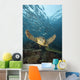 Green Sea Turtle Surrounded By Schooling Bigeye Jacks Wall Mural