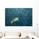 Green Sea Turtle Surrounded By Schooling Bigeye Jacks Wall Mural