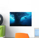 Micronesia, Palau, Scuba Diver With Schooling Bigeye Jacks Wall Mural