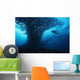 Micronesia, Palau, Scuba Diver With Schooling Bigeye Jacks Wall Mural