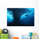 Micronesia, Palau, Scuba Diver With Schooling Bigeye Jacks Wall Mural