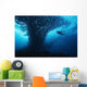 Micronesia, Palau, Scuba Diver With Schooling Bigeye Jacks Wall Mural