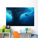 Micronesia, Palau, Scuba Diver With Schooling Bigeye Jacks Wall Mural