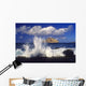 Waves Breaking On Lava Rock Coast At Makapu'u With Rabbit Island Wall Mural