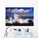 Waves Breaking On Lava Rock Coast At Makapu'u With Rabbit Island Wall Mural