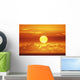 View Of Huge Orange Sun Sinking Towards The Horizon Wall Mural