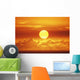 View Of Huge Orange Sun Sinking Towards The Horizon Wall Mural