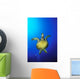 Hawaii, Green Sea Turtle Swimming In Clear Blue Water, View From Below Wall Mural